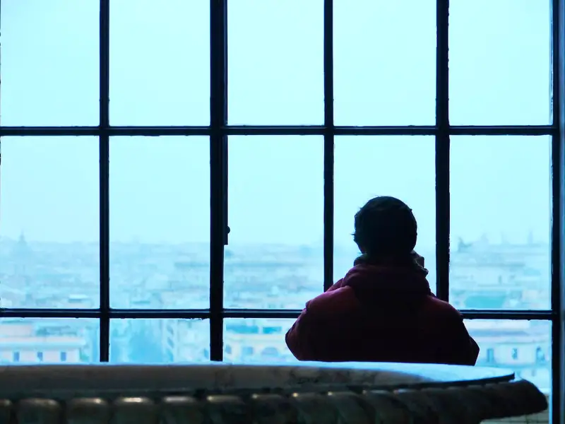 looking out of the window for eye rest